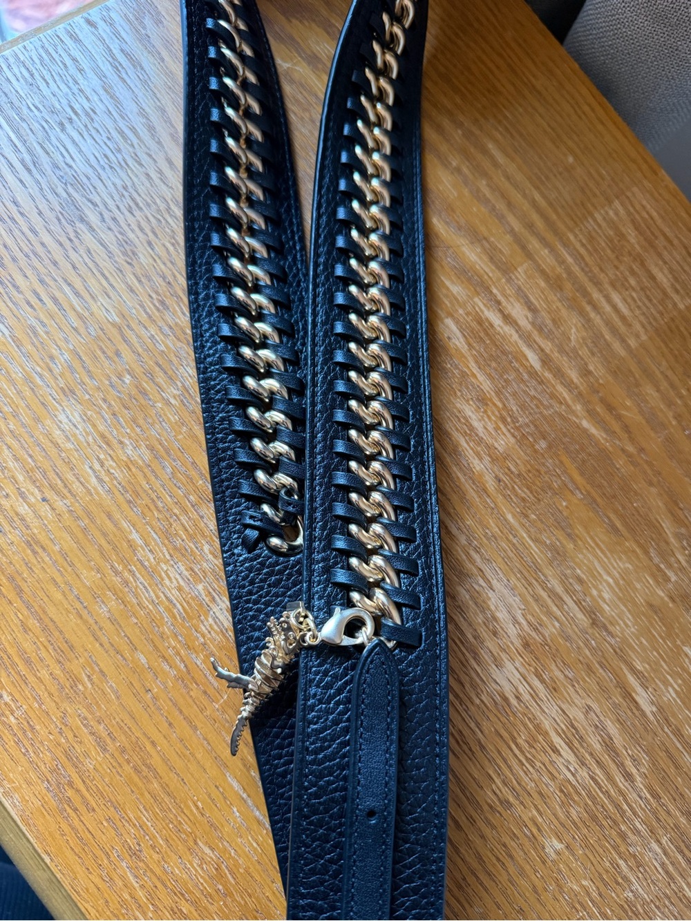 RARE COACH REXY Black Leather Gold Chain Bag Strap - Picture 2 of 6
